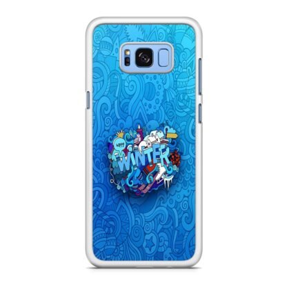 Happy Winter Doodle Blue Collage Samsung Galaxy S8 / S8 Plus Case - Image 2