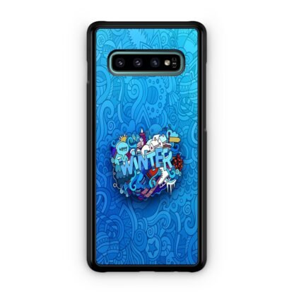 Happy Winter Doodle Blue Collage Samsung Galaxy S10 / S10e / S10 Plus / S10 5G Case