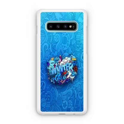 Happy Winter Doodle Blue Collage Samsung Galaxy S10 / S10e / S10 Plus / S10 5G Case - Image 2