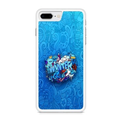Happy Winter Doodle Blue Collage iPhone 7 Plus / 8 Plus Case - Image 2