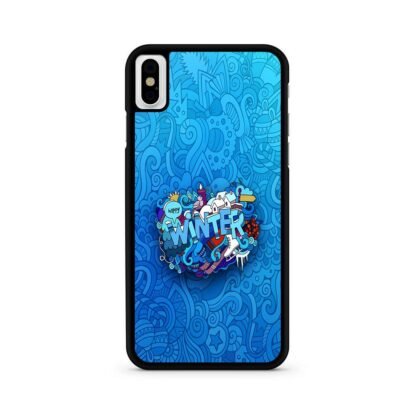 Happy Winter Doodle Blue Collage iPhone X / XR / XS / XS Max Case