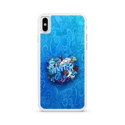 Happy Winter Doodle Blue Collage iPhone X / XR / XS / XS Max Case - Image 2