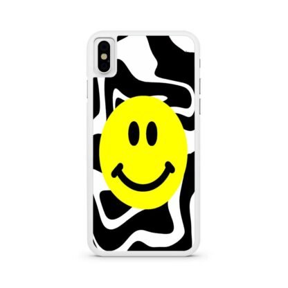 Smile Emoji Black White Pattern iPhone X / XR / XS / XS Max Case - Image 2