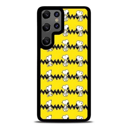 Snoopy Line Pattern Yellow Samsung Galaxy S25 / S25 Plus / S25 Ultra Case