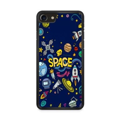 Space Dark Blue Doodle iPhone 7 / 8 / SE 2020 / SE 2022 Case
