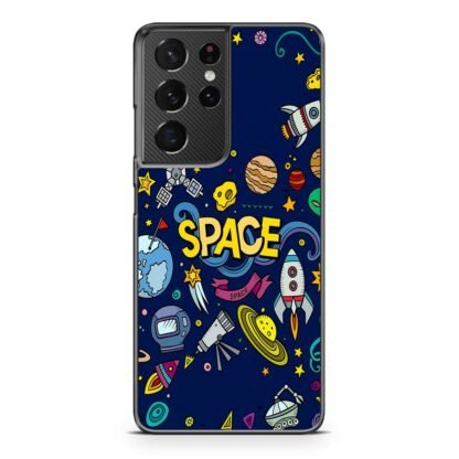 Space Dark Blue Doodle Samsung Galaxy S21 / S21 Plus / S21 Ultra / S21 FE Case