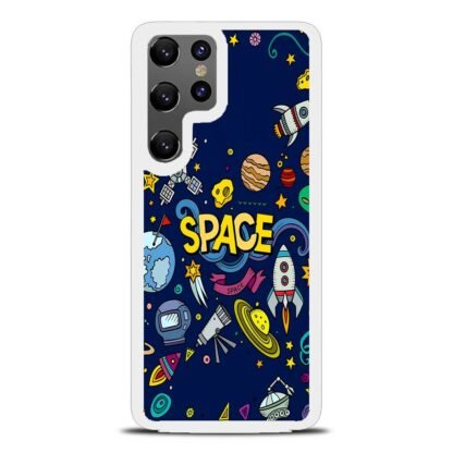 Space Dark Blue Doodle Samsung Galaxy S25 / S25 Plus / S25 Ultra Case - Image 2