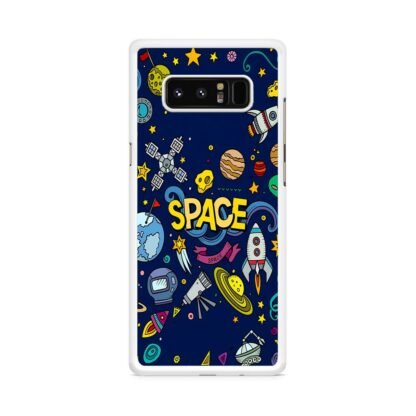 Space Dark Blue Doodle Samsung Galaxy Note 8 Case - Image 2