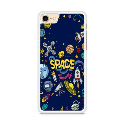 Space Dark Blue Doodle iPhone 7 / 8 / SE 2020 / SE 2022 Case - Image 2