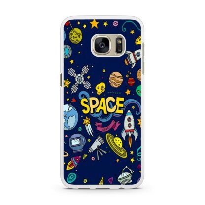 Space Dark Blue Doodle Samsung Galaxy S7 / S7 Edge Case - Image 2