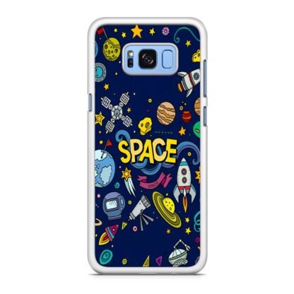 Space Dark Blue Doodle Samsung Galaxy S8 / S8 Plus Case - Image 2