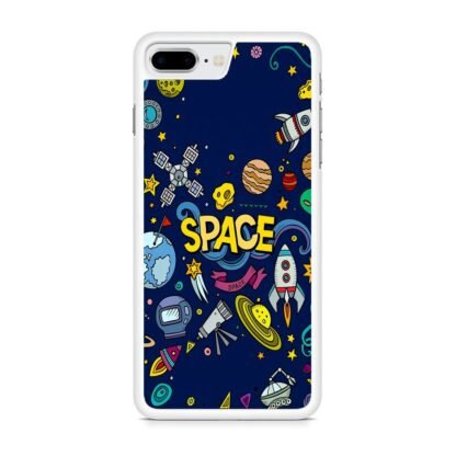 Space Dark Blue Doodle iPhone 7 Plus / 8 Plus Case - Image 2