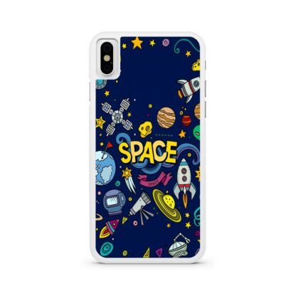 Space Dark Blue Doodle iPhone X / XR / XS / XS Max Case - Image 2