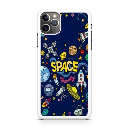 Space Dark Blue Doodle iPhone 11 / 11 Pro / 11 Pro Max Case - Image 2