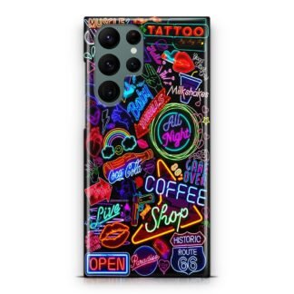 Neon Night City Logo Samsung Galaxy S23 / S23 Plus / S23 Ultra / S23 FE 3D Case