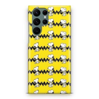 Snoopy Line Pattern Yellow Samsung Galaxy S23 / S23 Plus / S23 Ultra / S23 FE 3D Case