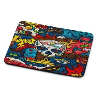 Abstract Crown Skull Doodle Mouse Pad