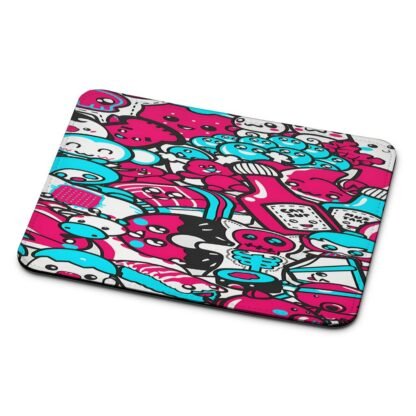 Blue Pink Doodle Mouse Pad