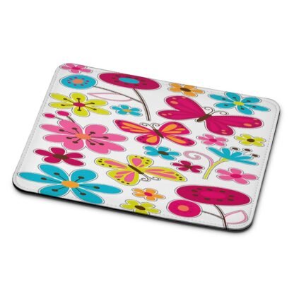 Butterfly Pink Flower Mouse Pad