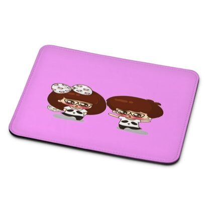 Cartoon Pink Couple Mouse Pad