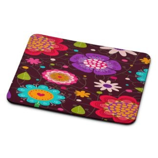 Colorful Flowers Brown Mouse Pad