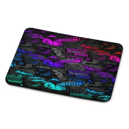 Dark Boom Bang Neon Color Collage Mouse Pad