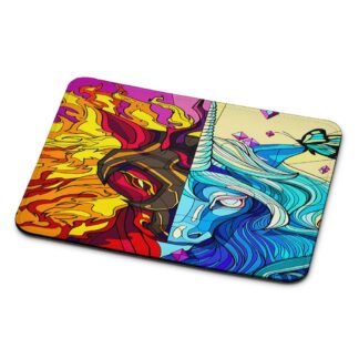 Flame And Ice Unicorn Mosaic Mouse Pad