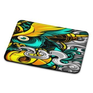 Owl Yellow Green Smoke Mouse Pad